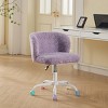 Adjustable Home Office Chair with Swivel Base, Faux Rabbit Fur Vanity Chair, Ergonomic Desk Chair with Wheels-The Pop Home - 2 of 4