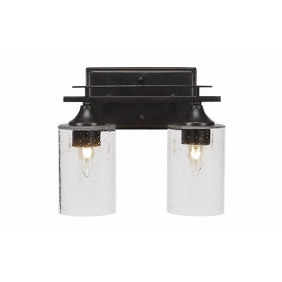Toltec Lighting Uptowne 2 - Light Vanity in  Dark Granite with 4" Clear Bubble Shade