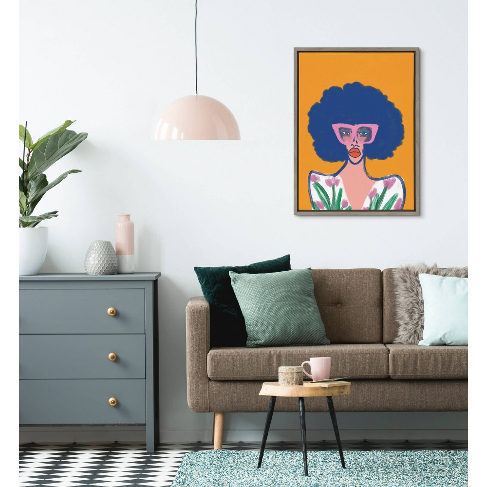 Photos - Other Decoration 18" x 24" Sylvie Springtime Fierceness Framed Canvas by Kendra Dandy: Abstract Portrait, Modern Wall Art for Bedroom & Offic