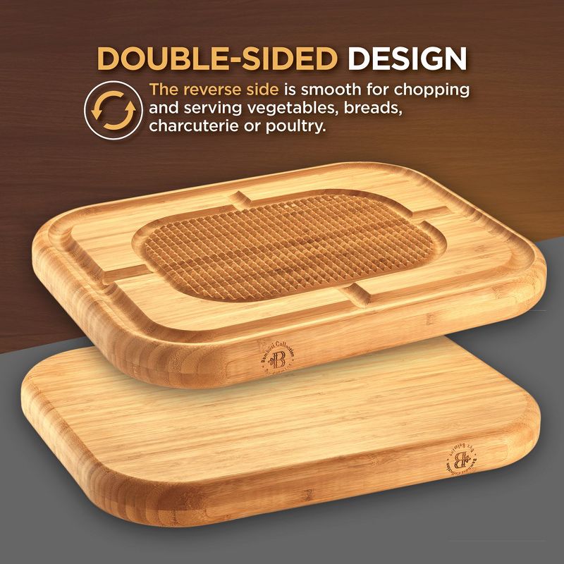 Large Cutting Board for Meat - Bamboo Butcher Block with Juice Groove, Pyramid Design to Stabilize Meat, Serving Tray & Chopping Board for Countertop, 5 of 7