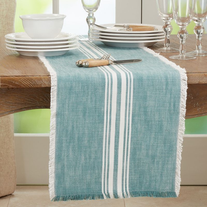 Saro Lifestyle Cotton Table Runner With Striped Fringe Design, 4 of 6