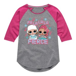 Girls' - Lol Surprise! - Fa La La La Fierce Shirt Tail Raglan Graphic T-shirt - 1 of 4