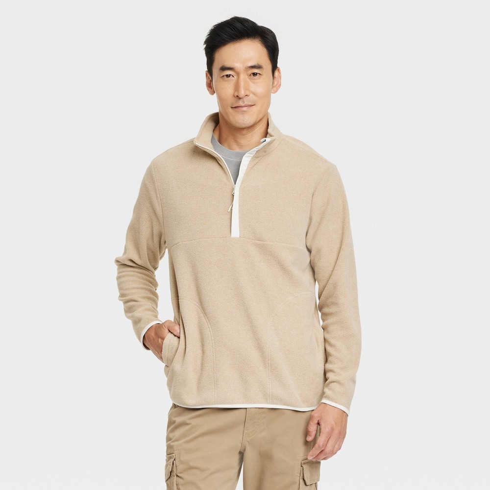 Men's Polar Fleece Half Zip Sweatshirt - Goodfellow & Co™ Tan S