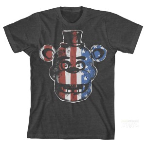 Five Nights at Freddy's American Flag Freddy Boy's Charcoal Heather T-shirt - 1 of 3