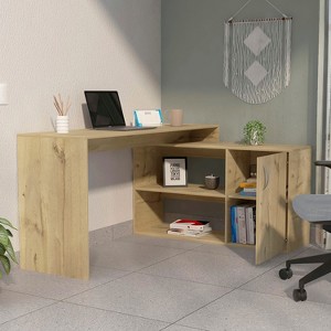 NicBex L Shaped Desk Home Office Desks Morden Desk with Storage Executive Work Desk with 1 Cabinet and 2 Shelves for Study and Office - 1 of 4