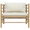 Patio Sofa with Cream White Cushions Bamboo vidaXL - 4 of 4