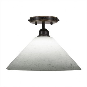 Toltec Lighting Blacksmith 1 - Light Flush Mount in  Painted Wood/Dark Granite with 12" White Muslin Shade - 1 of 1