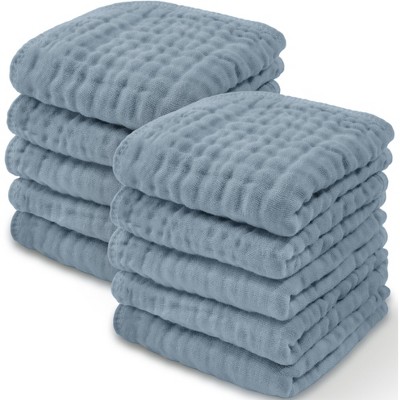 Baby Washcloths Muslin Cotton, Large 10”x10” by Comfy Cubs