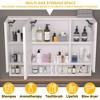 CAVINAS 35"x28" LED&Anti-Fog Wall Mirrored Bathroom Cabinet,Aluminum Medicine Cabinet with Makeup Stand&3 Shelves,Bathroom&Makeup Organizer,White - 2 of 4