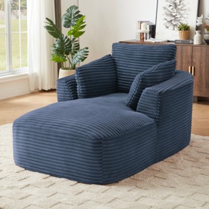 Oversized Corduroy Upholstered Chaise Lounge Sofa Chair, Comfy Sleeper Recliner with Thick Cushion for Living Room or Bedroom-The Pop Home - 1 of 4