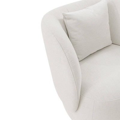 Set of 2 Cream Linen Upholstered Accent Chairs with Pillows