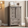 48" Farmhouse Dresser - 5-Drawer Wood Chest with Sliding Barn Door & Adjustable Shelf for Bedroom/Hallway/Living Room - 3 of 4