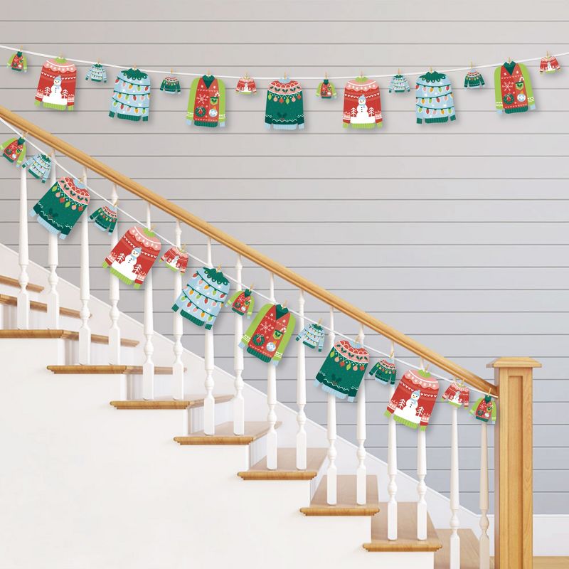Big Dot of Happiness Colorful Christmas Sweaters - Ugly Sweater Holiday Party DIY Decorations - Clothespin Garland Banner - 44 Pieces, 2 of 8