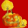 Men's Design By Humans Halloween Pumpkin with Candle and Evil Smile By wubbadub T-Shirt - 2 of 2