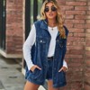 Women's Oversized Denim Vest Mid Long Jean Vest Sleeveless Jackets Distressed Vest Cotton - 2 of 4