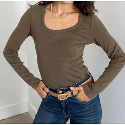 Women's Long Sleeve Scoop Neck Tee - bobi