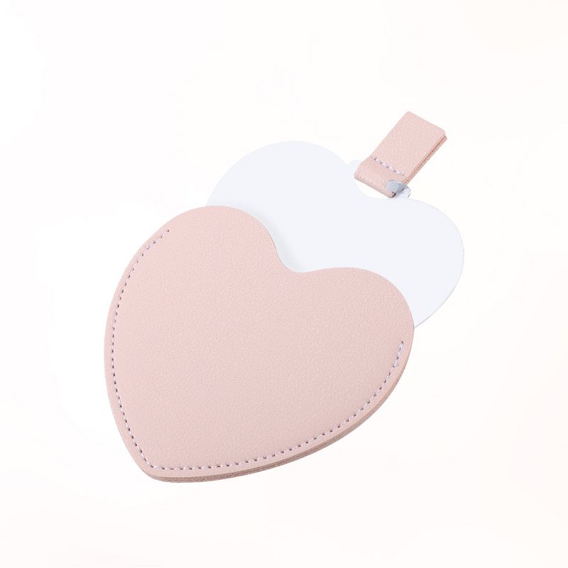 Unique Bargains Stainless Steel Heart Shaped Compact Makeup Mirror and PU Leather Case, 3 of 7