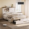 AMERLIFE 47.2" H Bed Frame with Bookcase Headboard, Charging Station, 2 Drawers - 3 of 4