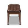 Walsh Faux Leather Upholstered and Wood Ottoman Dark Brown/Walnut Brown - Baxton Studio: Elegant Rectangular Bench, Polyester Upholstery - 3 of 4