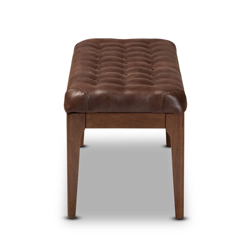 Walsh Faux Leather Upholstered and Wood Ottoman Dark Brown/Walnut Brown - Baxton Studio, 4 of 10