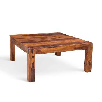 Handmade Cube Low Square Coffee Table Brown - Timbergirl