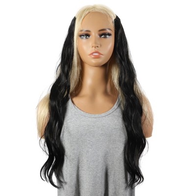 Unique Bargains Women's Water Ripple Curls Hair Extensions High Temperature Fiber 22in Black 1 Set