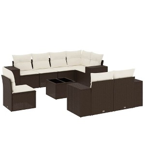 vidaXL Garden Sofa Set Brown - 1 of 4