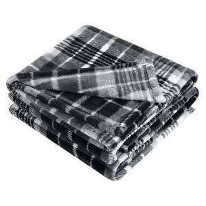 Tirrinia Plaid Fleece Flannel Blanket TV Throw, Soft Fuzzy Blanket for All Seasons Bedding Sofa Couch, 50x60 Inches Thorw Blanket - 1 of 4