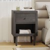 NicBex Modern Wooden Nightstand Bedside Table with Drawer and Bottom Open Shelf for Bedroom and Living Room - 3 of 4
