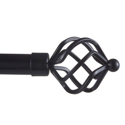 Matte Black Adjustable Iron Curtain Rod with Twisted Finials