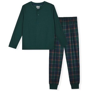 Sleep On It Boys 2-Piece Brushed Jersey Plaid Pajama Sets - 1 of 4