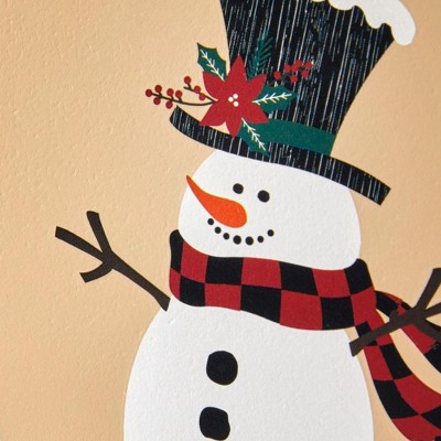 Rustic Plaid Snowman MDF Rectangular Wastebasket