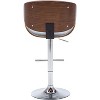 Modern Contemporary Swivel Walnut Bentwood Lift Adjustable Height Bar Stool with Curved Seat and Back (Gray) - 4 of 4