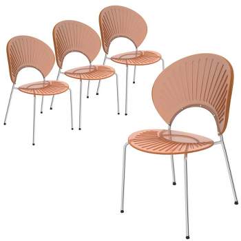 LeisureMod Opulent Plastic Dining Chair with Metal Legs Set of 4