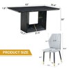 NicBex 5 Piece Dining Table Set for 4 with Black Marble Pattern Tabletop and 4 PU Chairs,White - 3 of 4