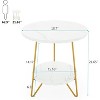 18.7in Round Faux Marble End Table, 2-Tier Round White & Gold Side Table, Modern Small Coffee Table for Living Room, Bedroom - 2 of 4