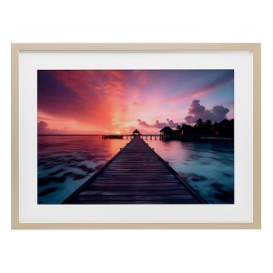 Stupell Industries Island Sunset Over Docks Framed Print Under Glass, Brown, 20" x 14" - 1 of 4