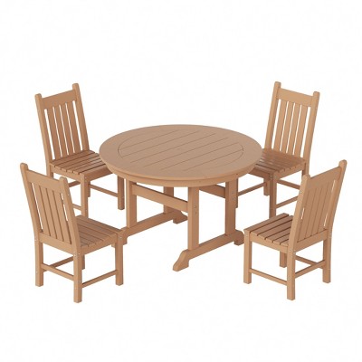 WestinTrends 5 Piece Outdoor Patio Dining Set Outdoor Round Table and Chair Set