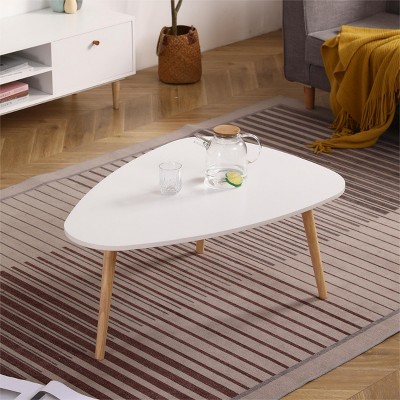 Syemin End Tables Egg Shape Coffee Table, Simple Center Table, 2 Tier Cocktail Table Sofa Table,Oval Coffee Tables, White, 35.43"*26.38"*16.14"