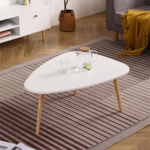 Syemin End Tables Egg Shape Coffee Table, Simple Center Table, 2 Tier Cocktail Table Sofa Table,Oval Coffee Tables, White, 35.43"*26.38"*16.14" - 1 of 4