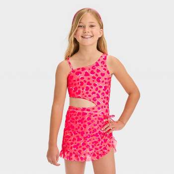 Girls' Leopard Spot Printed One Piece Swimsuit Set - Cat & Jack™ Pink