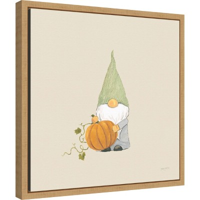 Earth Tones Pumpkin Lithograph on Canvas with Wooden Frame
