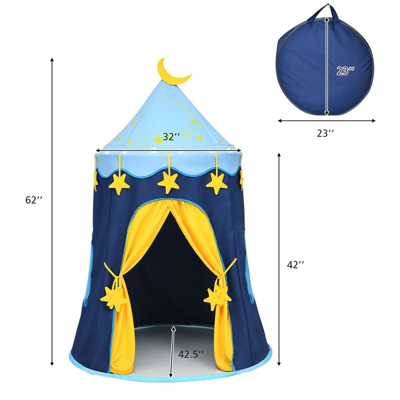 Costway Kids Foldable Pop Up Play Tent w/ Star Lights Carry Bag Indoor Outdoor, 2 of 12