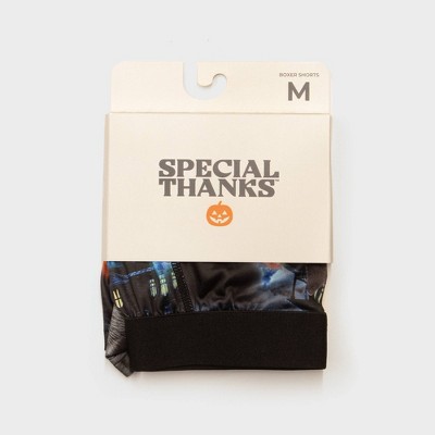 Men's Special Thanks Halloween Cats & Pumpkin Boxer Briefs - Black