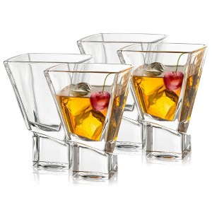 JoyJolt Carre Collection Cocktail Glasses - Set of 4 Square Heavy Base Martini Glass Set - 8-Ounce - 1 of 4