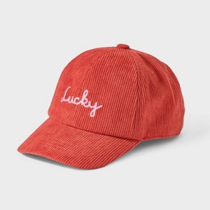Girls' Lucky Cord Baseball Hat - Cat & Jack™ Orange - 1 of 3