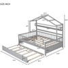 Acekool Full Size House Bed Frame for Kids with Storage Drawers, Safety Rails, Roof Design, Playhouse Bed, White - 2 of 4