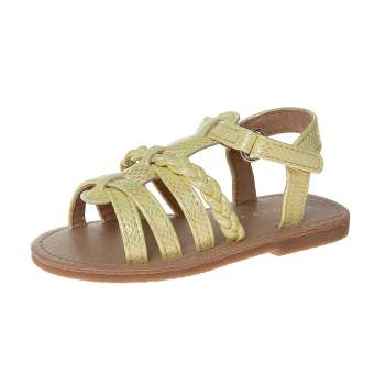Laura Ashley Girls Hook and Loop Strappy Gladiator Sandals. (Toddler/Little Kids).