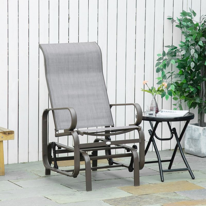 Outsunny Gliding Lounger Chair, Outdoor Swinging Chair with Smooth Rocking Arms and Lightweight Construction for Patio Backyard, 4 of 13