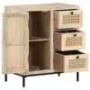 vidaXL Sideboard 23.6 in.x13.8 in.x27.6 in. Solid Mango Wood and Natural Cane - 3 of 4